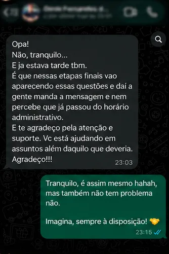 Conversa real de cliente — Atendimento diferenciado